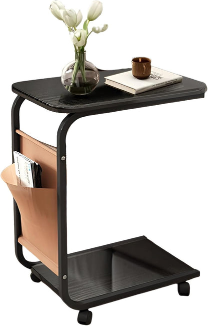 Side Table C Shape with Wheel