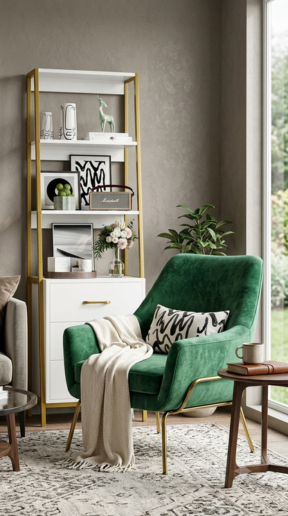 HOCSOK Bookcase Ladder Shelves+Drawers