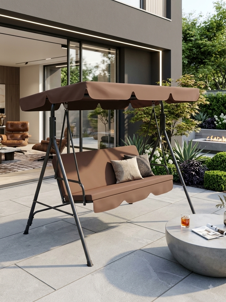 Outsunny 3-Seat Outdoor Patio Swing Chair with Removable Cushion