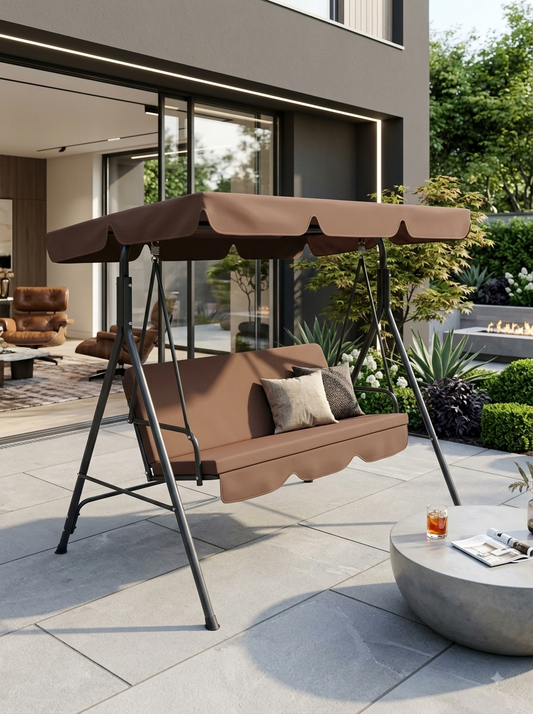 Outsunny 3-Seat Outdoor Patio Swing Chair with Removable Cushion