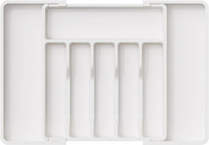 Extra Large Extendable Cutlery Storage Organizer (White)