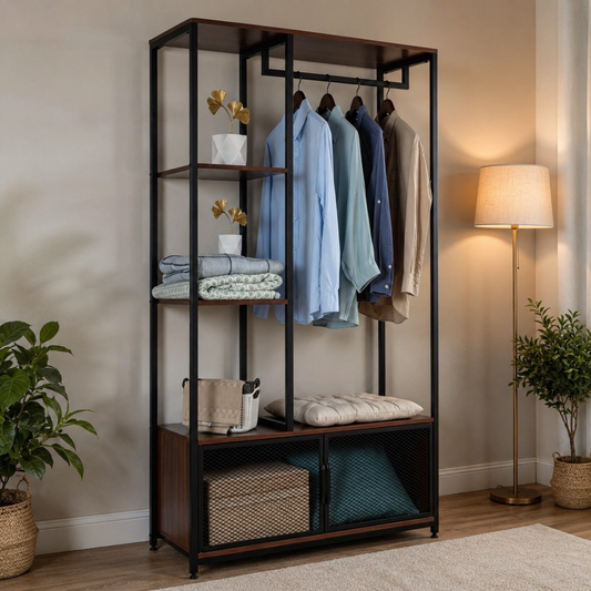 WOLTU Coat Rack with Storage Compartment