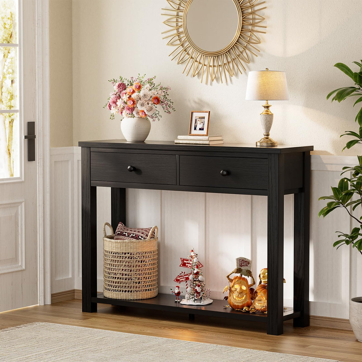 Console Table with 2 Wood Drawers HE-NCFCTSFBZ-32 BLACK