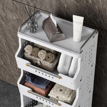 4-Tier Rolling Storage Cart with Wheels and Handle