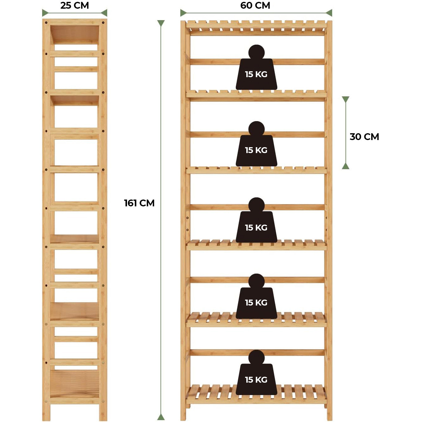 6 Tier Bamboo Shelf