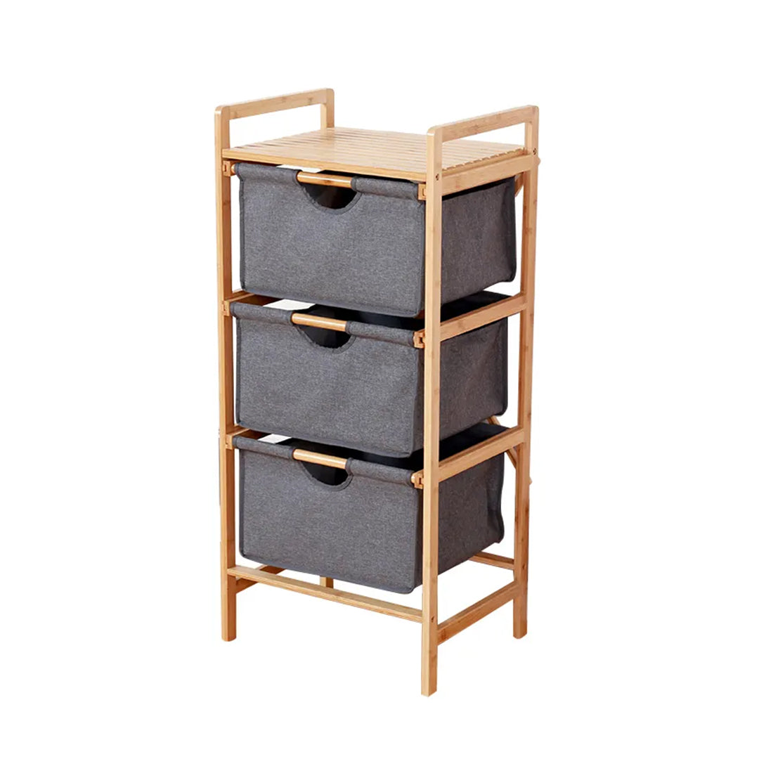 Bamboo SHELF UNIT Laundry WITH 3 DRAWERS