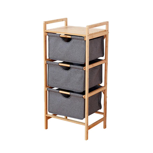 Bamboo SHELF UNIT Laundry WITH 3 DRAWERS