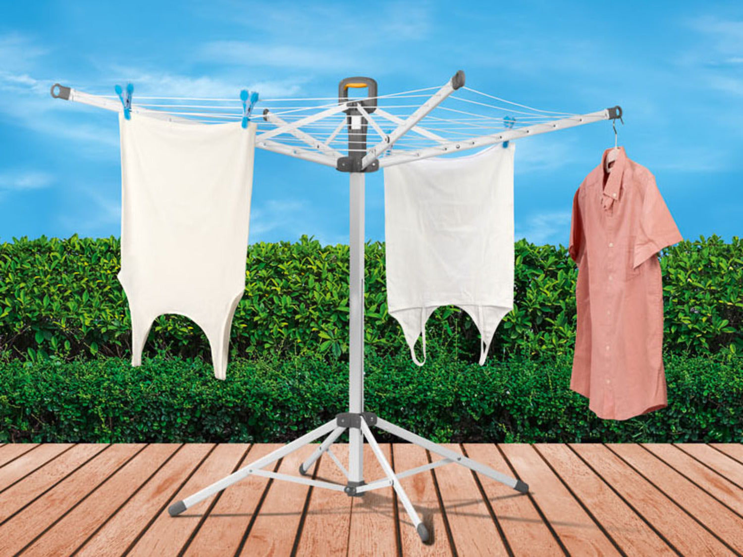 AquaPur Rotary Folding Clothes Drying Rack Laundry Hello Cart