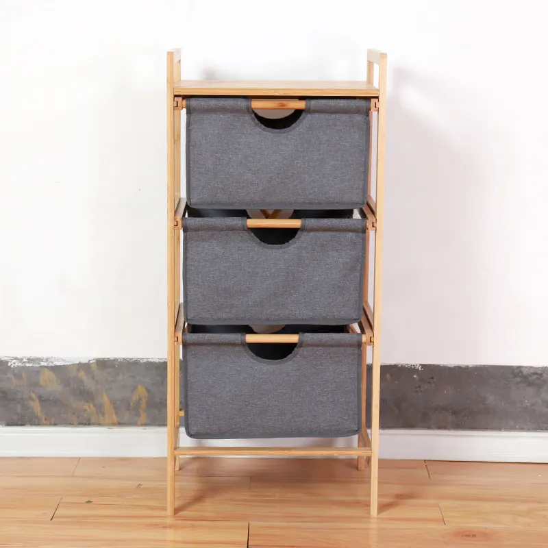 Bamboo SHELF UNIT Laundry WITH 3 DRAWERS