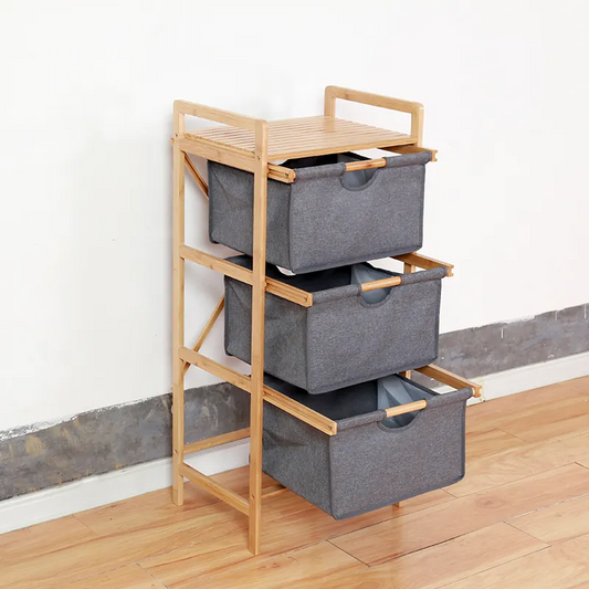 Bamboo Laundry Basket With 3  Baskets