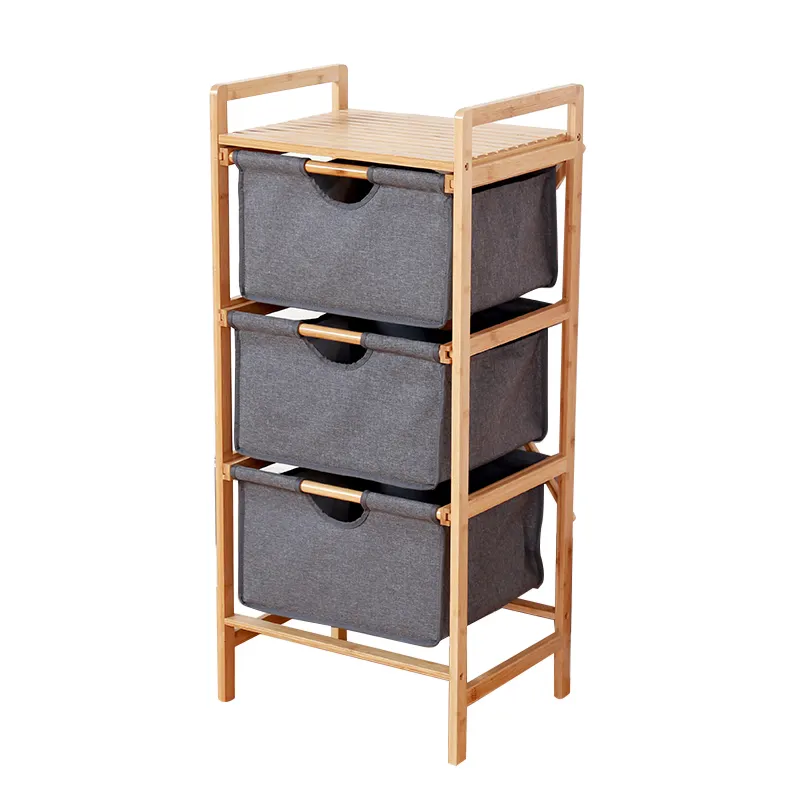 Bamboo SHELF UNIT Laundry WITH 3 DRAWERS