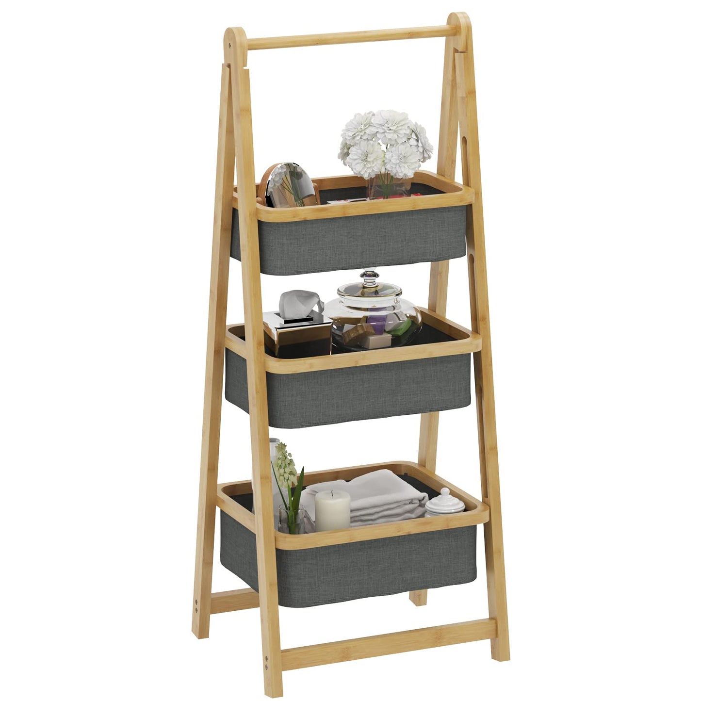 3-Tier Foldable Bamboo Bathroom Shelf