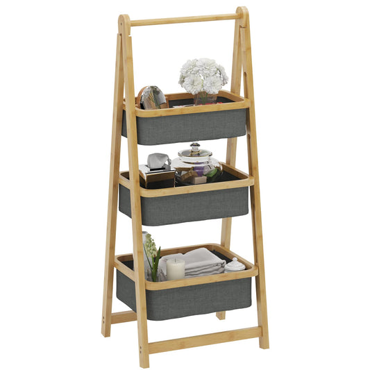 3-Tier Foldable Bamboo Bathroom Shelf