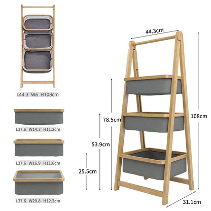 3-Tier Foldable Bamboo Bathroom Shelf