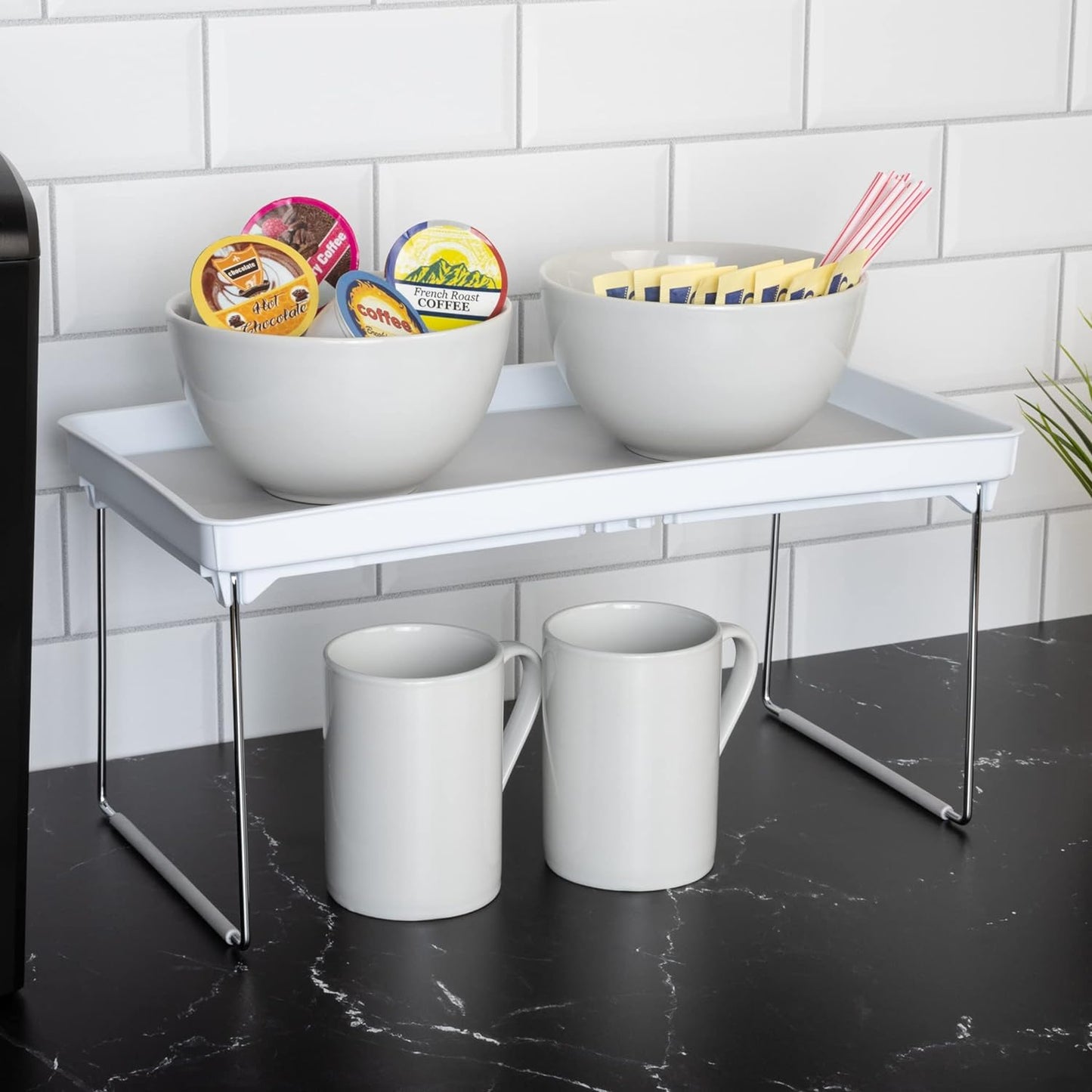 Foldable Rubber Lined Plastic Kitchen Organizer Rack