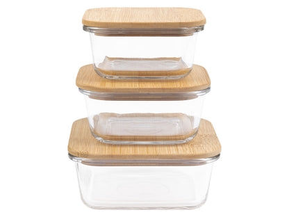 ERNESTO  3 Pcs - storage Bowls with bamboo lids